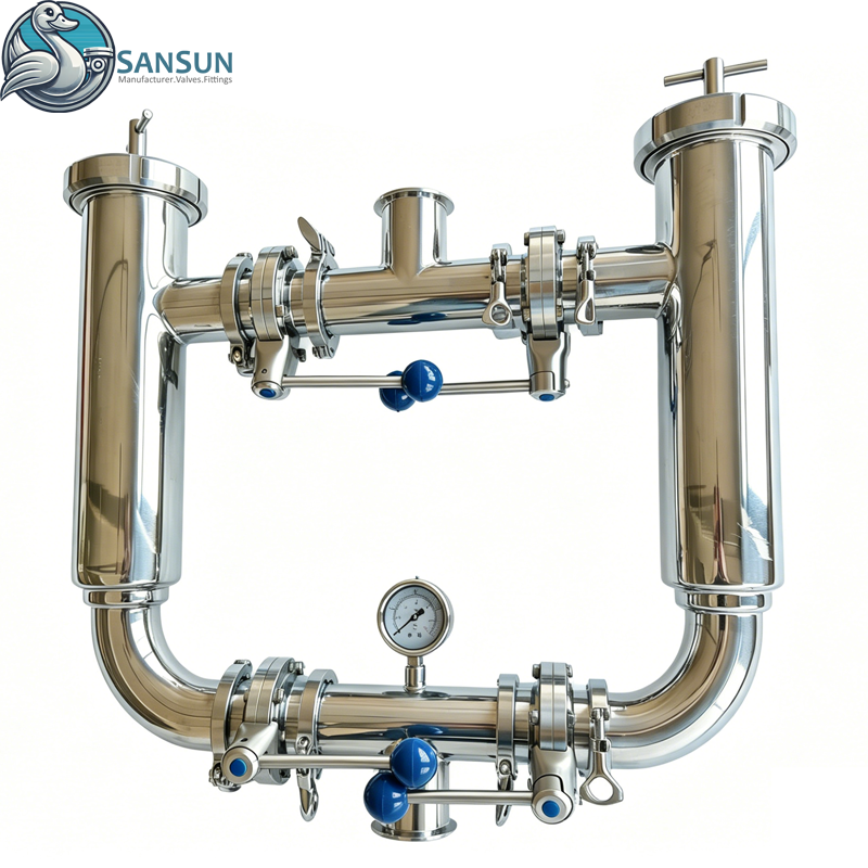 316L пищевой санитарный двухшпиндельный фильтр из нержавеющей стали