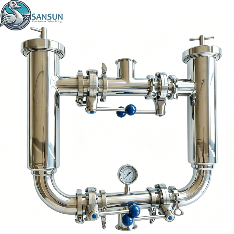 316L пищевой санитарный двухшпиндельный фильтр из нержавеющей стали