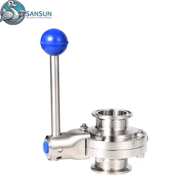 Двухстворчатый клапан Tri Clamp с жидкостным охлаждением для центров обработки данных AI Hyperscale с рычажной ручкой