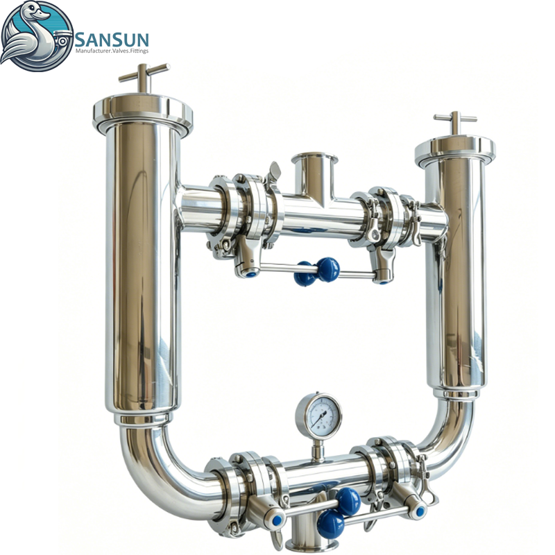 316L пищевой санитарный двухшпиндельный фильтр из нержавеющей стали
