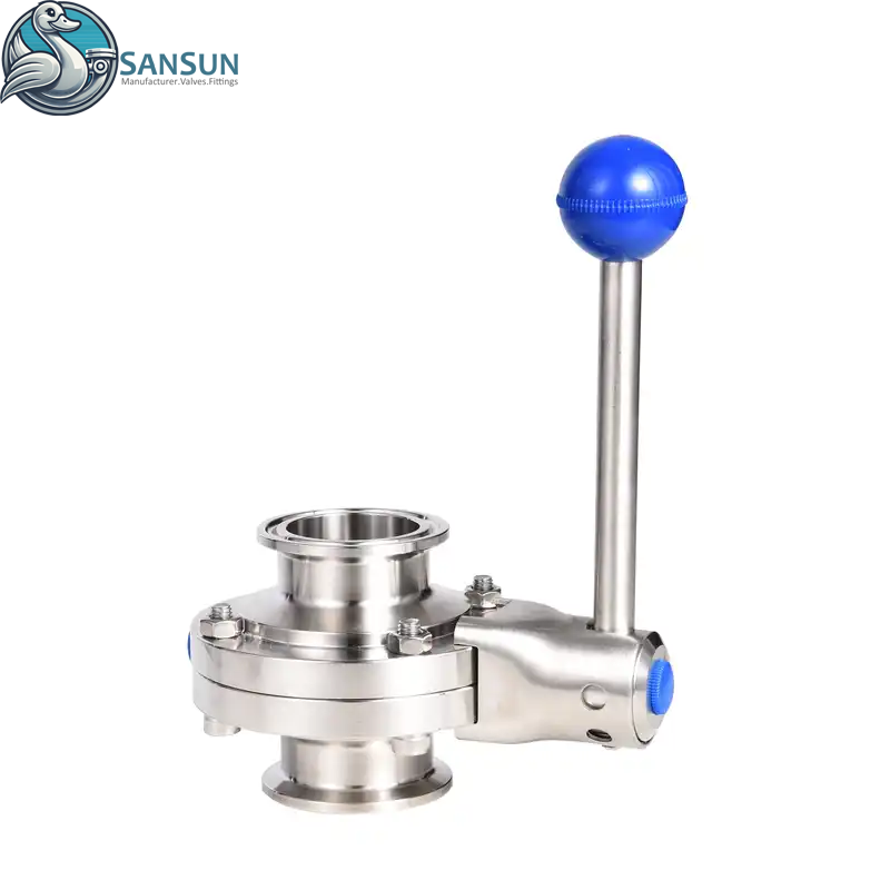 Двухстворчатый клапан Tri Clamp с жидкостным охлаждением для центров обработки данных AI Hyperscale с рычажной ручкой