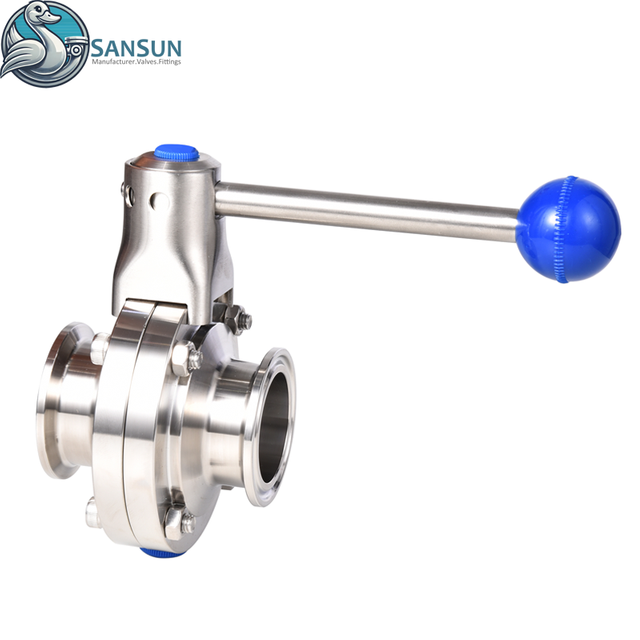 Двухстворчатый клапан Tri Clamp с жидкостным охлаждением для центров обработки данных AI Hyperscale с рычажной ручкой